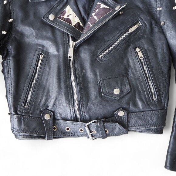 UMR Vintage Y2K Grunge Punk Spiked / Studded Biker Leather Jacket Women's M - Picture 6 of 11